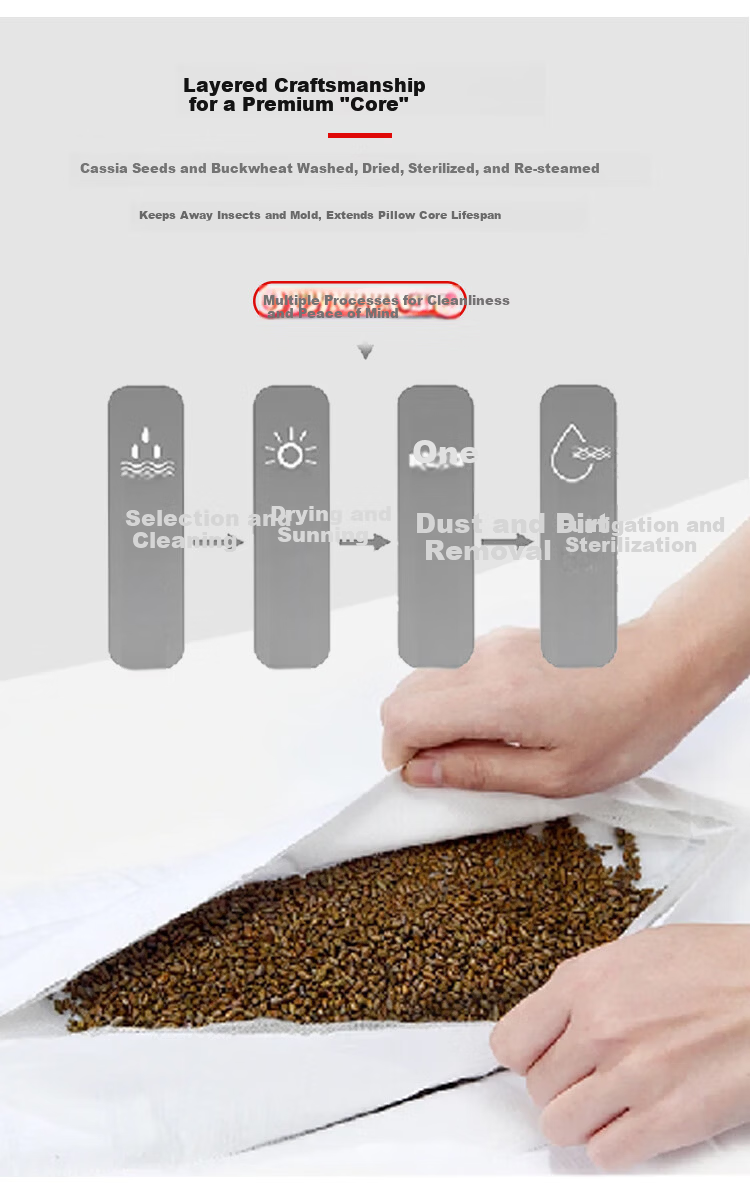 ZiiU Cassia Buckwheat Cervical Pillow Natural Herbal Neck and Waist Support Traction Pillow Pure Cotton Removable Cover Single Pack 10