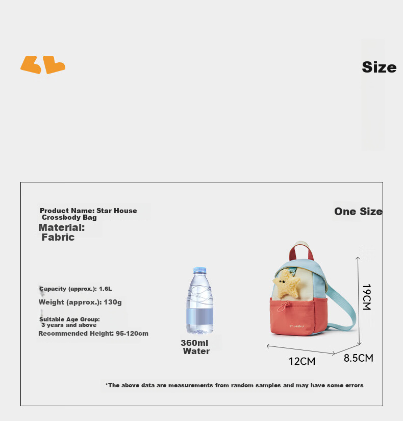 SHUKIKU Star House Mini Bag Kids Water-Resistant Crossbody Cute Handheld Small Bag Vanilla Guava S+ 20