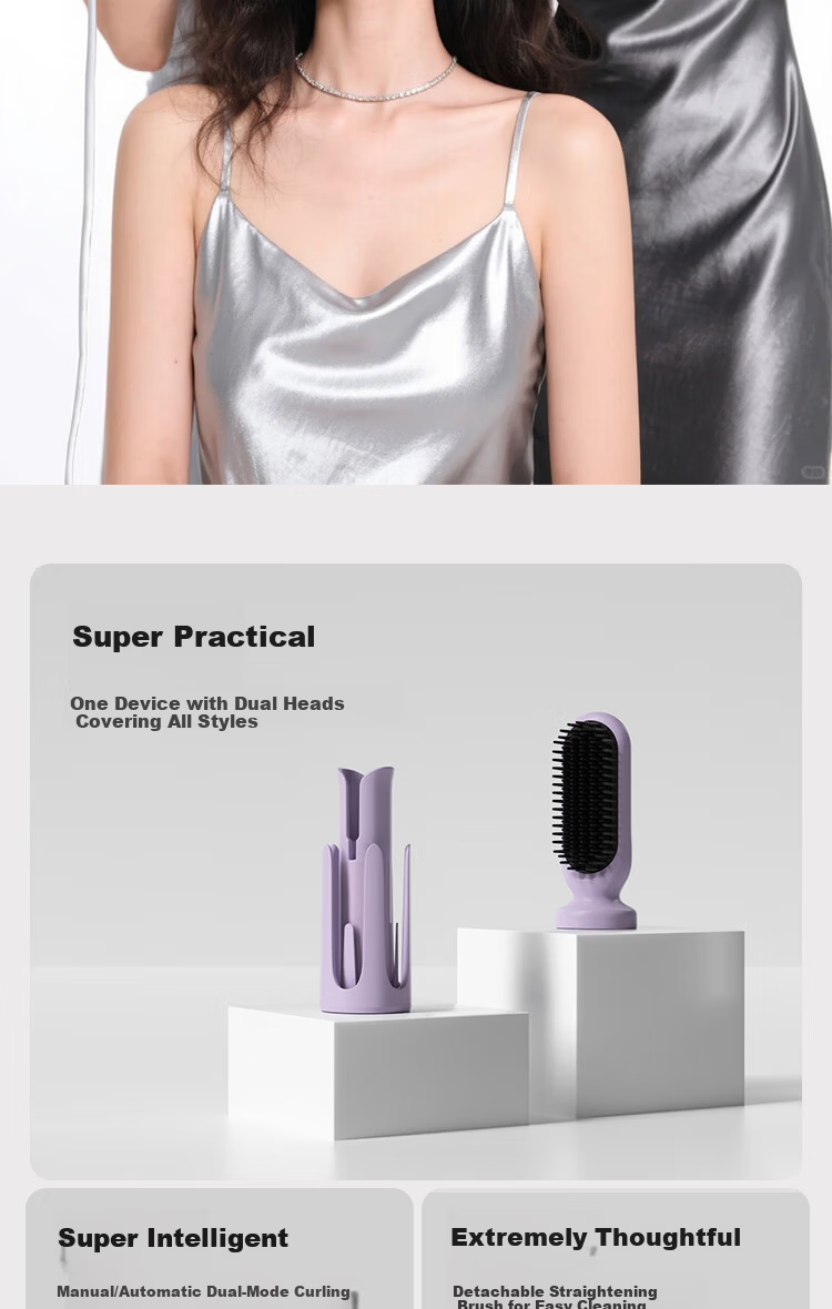 Cuiya 2-in-1 Fully Automatic Curling Iron Negative Ion Curling Iron Straightening Comb 32mm Long-Lasting Styling Hair Care Damage-Free Mother's Day Gift T313 3