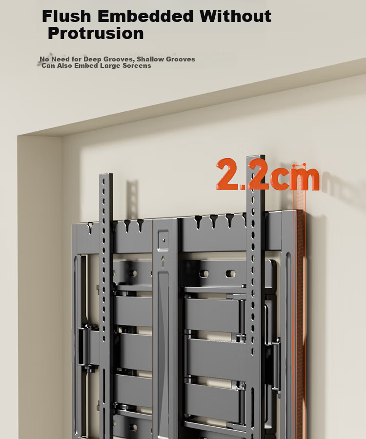 Junao Embedded Dual-Arm Telescopic TV Wall Mount Bracket, Extendable and Rotatable, Compatible with 75-110 Inch TVs, Universal for Xiaomi, Hisense, Skyworth, TCL 11