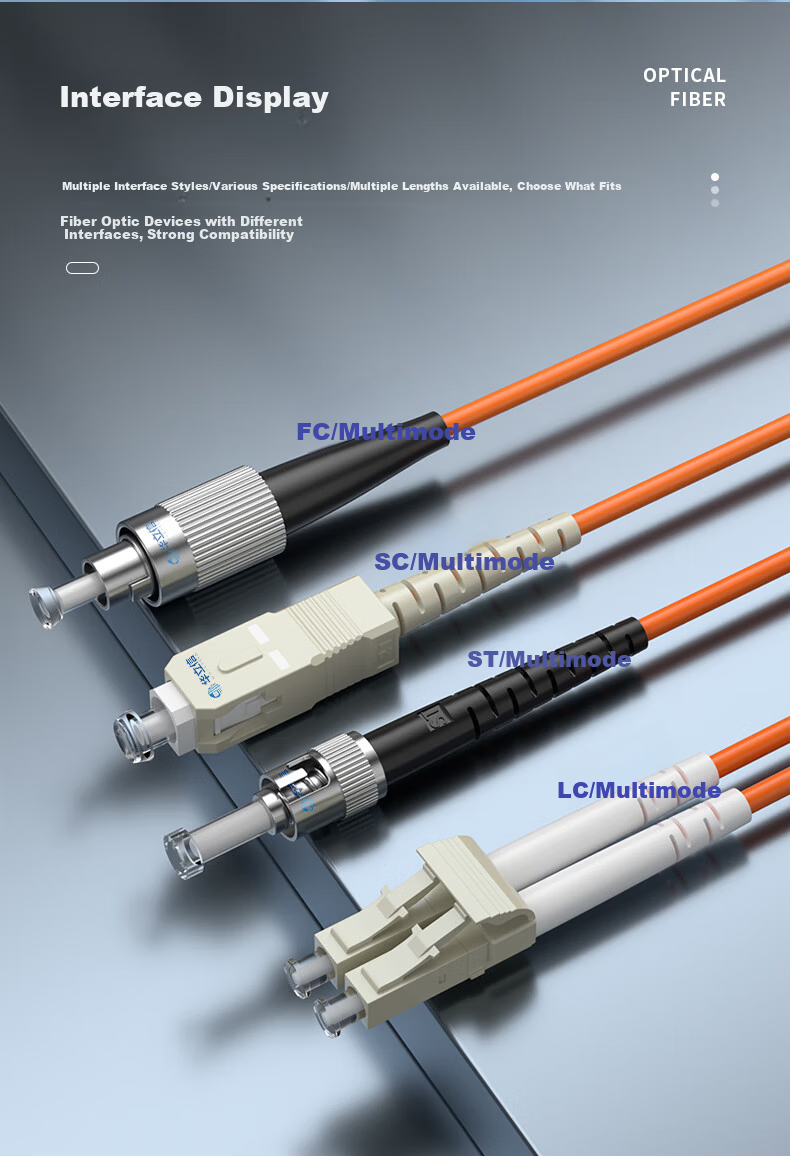 HUALIXIN Telecom Grade Fiber Optic Patch Cord FC-FC Multimode Duplex 3m OM1 Gigabit 62.5/125 Cable Fusion Splice Pigtail Dual Core Patch Cord HLX-M1-FF203 2