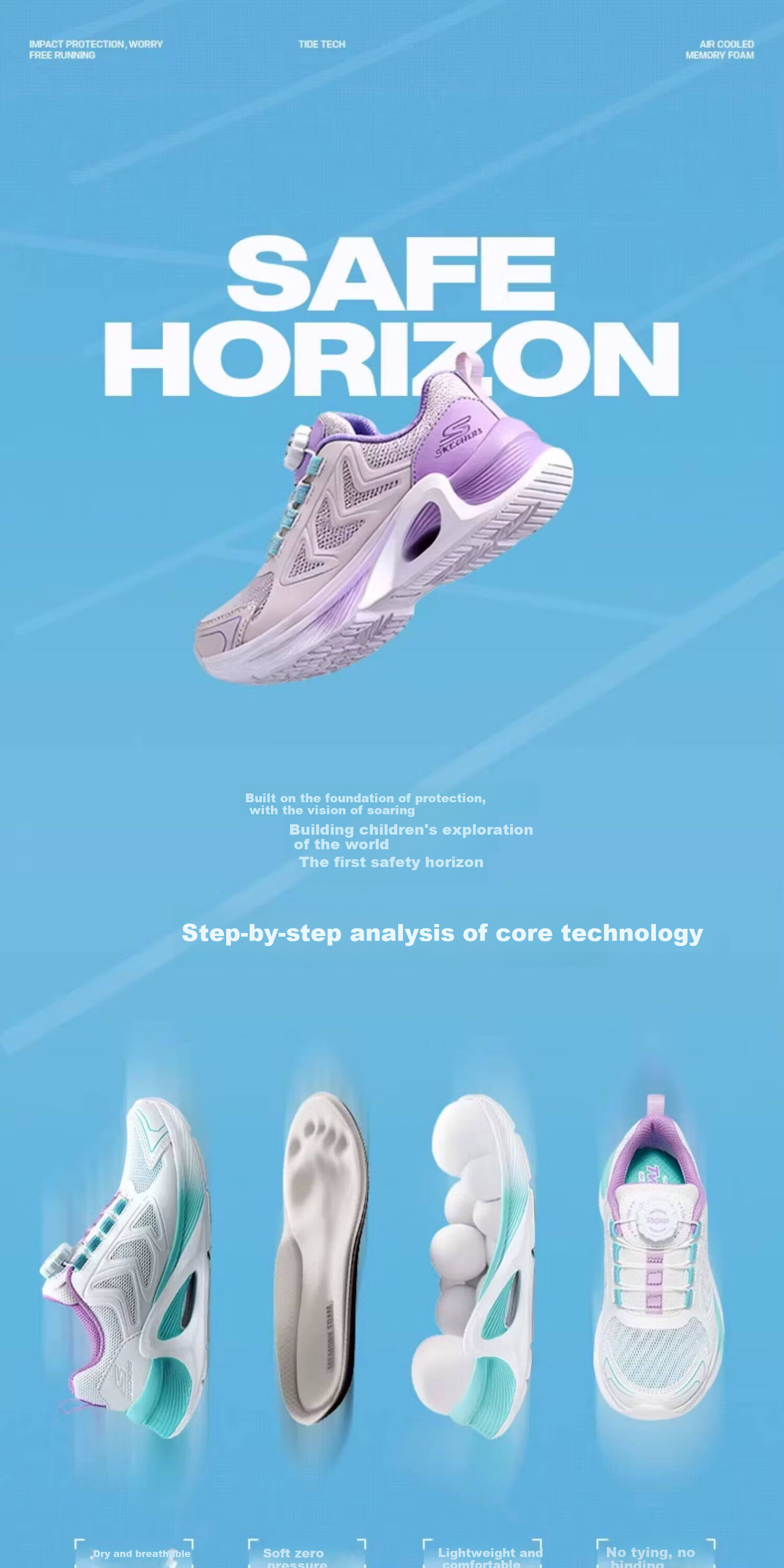 Skechers Kids Wind Valley Lightweight Shock Absorption Spring Girls Non-Slip Wear-Resistant Knob Sports Shoes 319091L 3