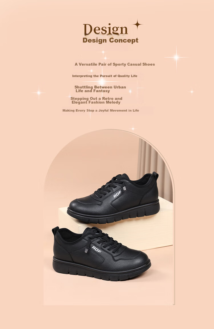 Red Dragonfly Women's Thick Sole Low-top Lace-up Casual Shoes Lightweight Comfortable Wear-resistant Sneakers WTB353451 Black Size 36 1