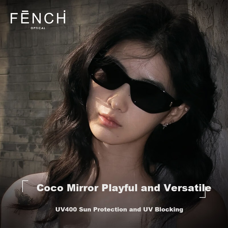 FENCHI Vintage Cat Eye Sunglasses Cocoa Frame UV Protection Narrow Frame Ins Style Women Sunglasses