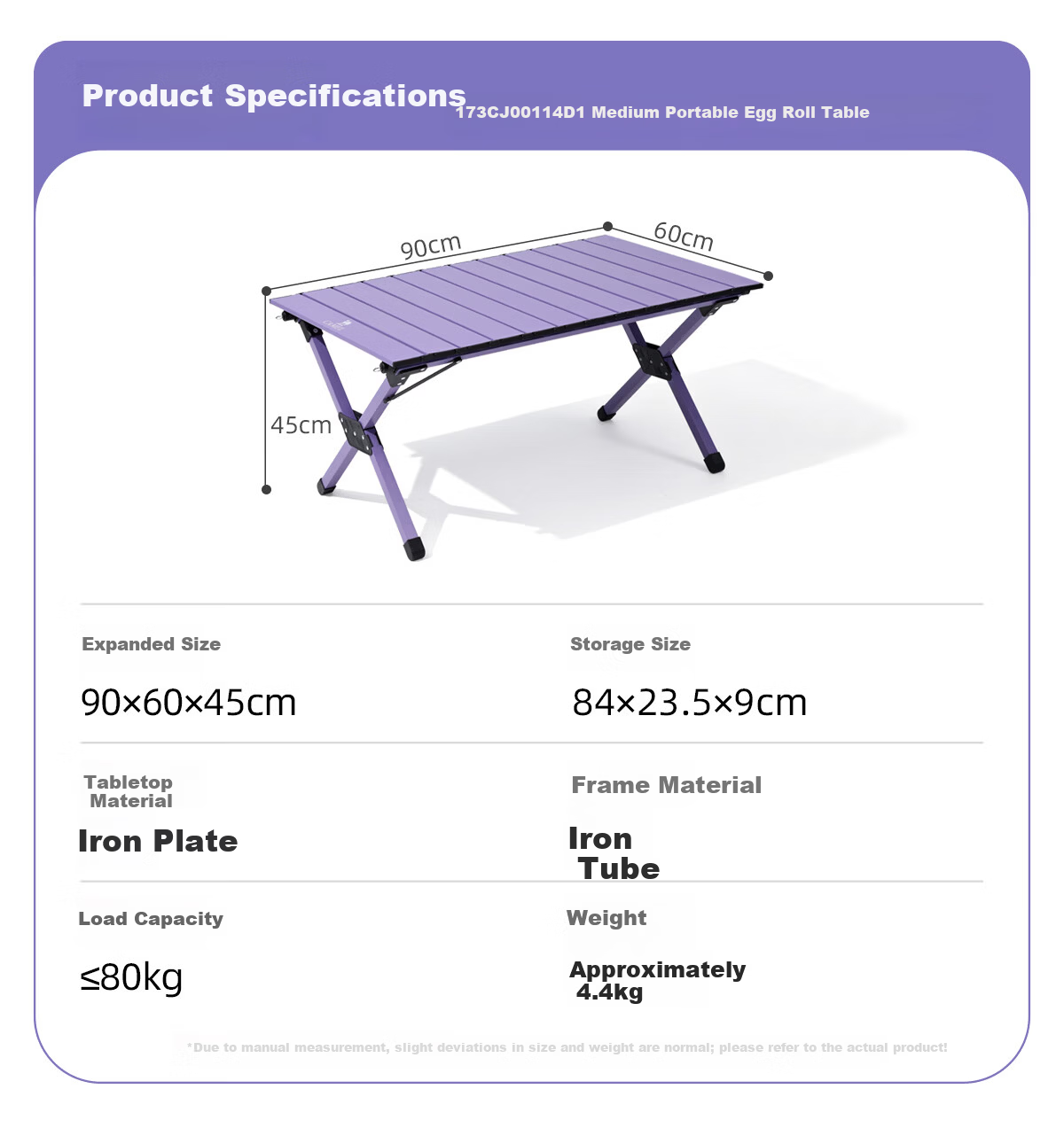 CAMEL Outdoor Egg Roll Table Camping Table and Chair Camping Equipment Picnic Folding Table 0114C Natural Wood Color 16