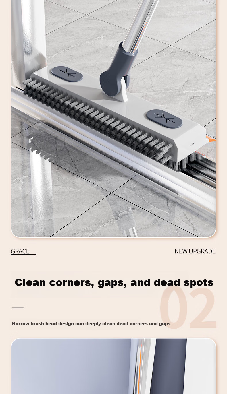 Grace V-Shaped Floor Brush Bathroom Floor Toilet Cleaning Brush Water Scraper Gap Brush 4