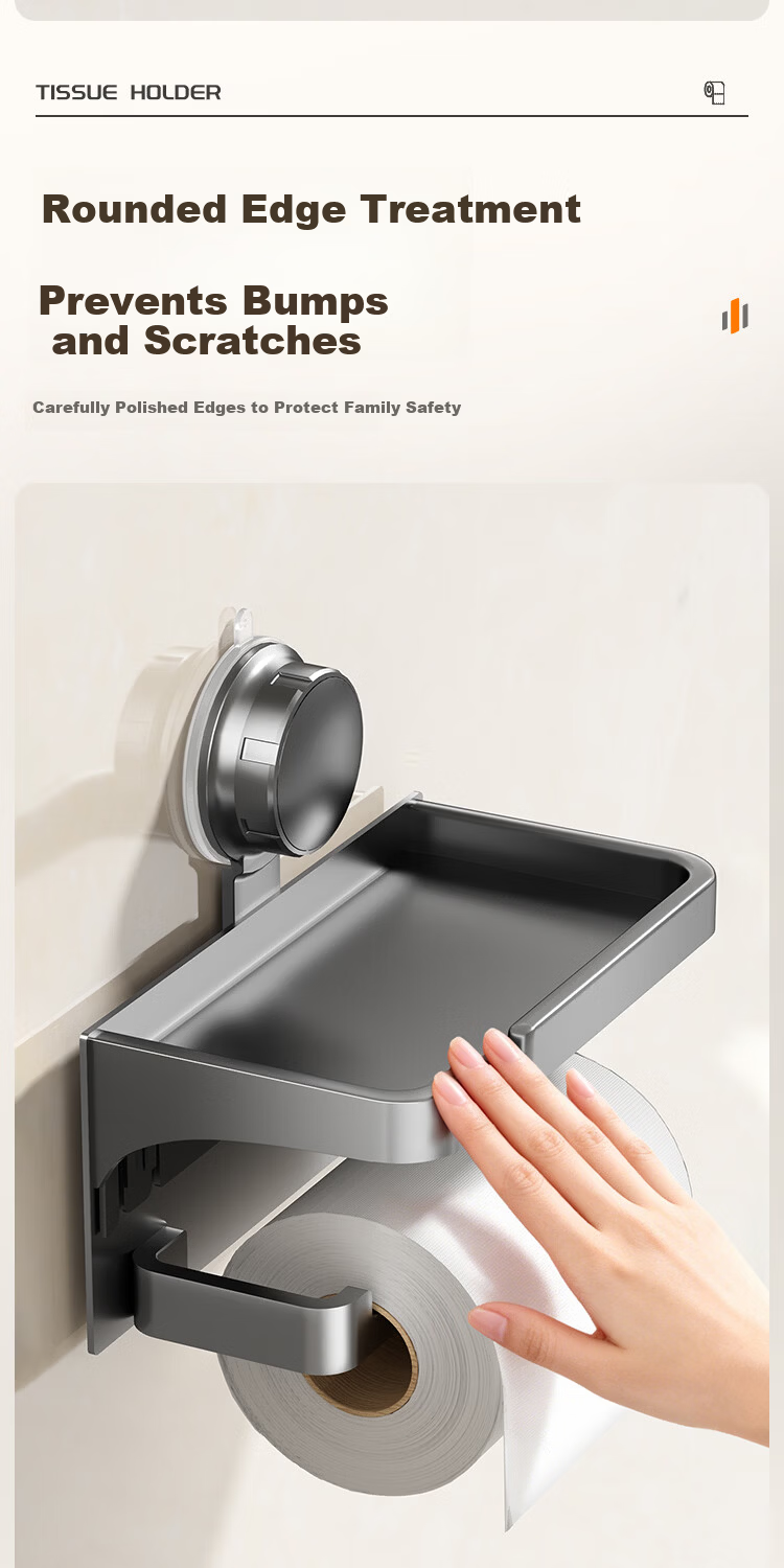 Xinpei Toilet Paper Holder, No Drilling Required, Bathroom Roll Dispenser, Hotel Commercial Space Aluminum Tissue Box, Bathroom Storage Rack 8
