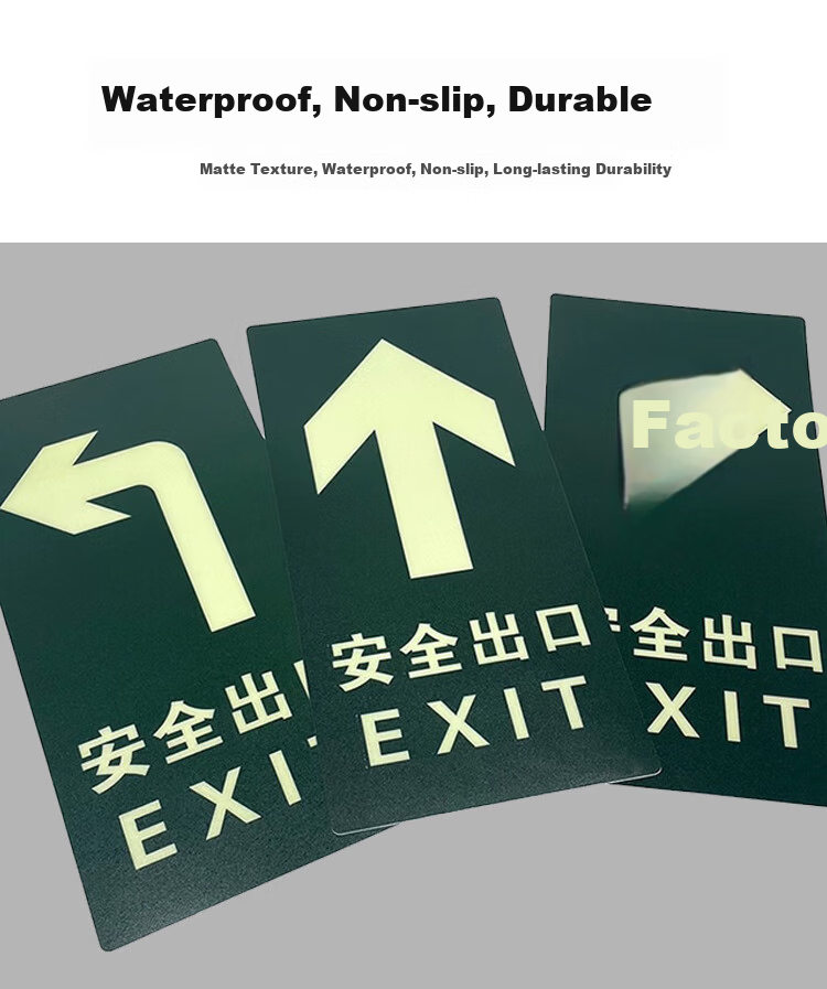 Aimo Hui Luminous Safety Exit Floor Sticker Warning Sign Fire Evacuation Indicator Safety 29x14.5cm 5-Pack 6