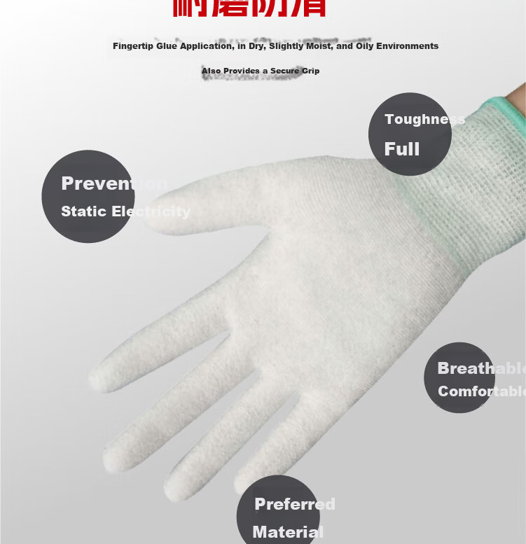 Mitz Anti-Static Gloves Carbon Fiber Palm Coated Winter PU Coated Lightweight Dust-Free Breathable Non-Slip Assembly Electronic Factory Labor Protection Gloves Gray Size L (10 Pairs/Pack) 8