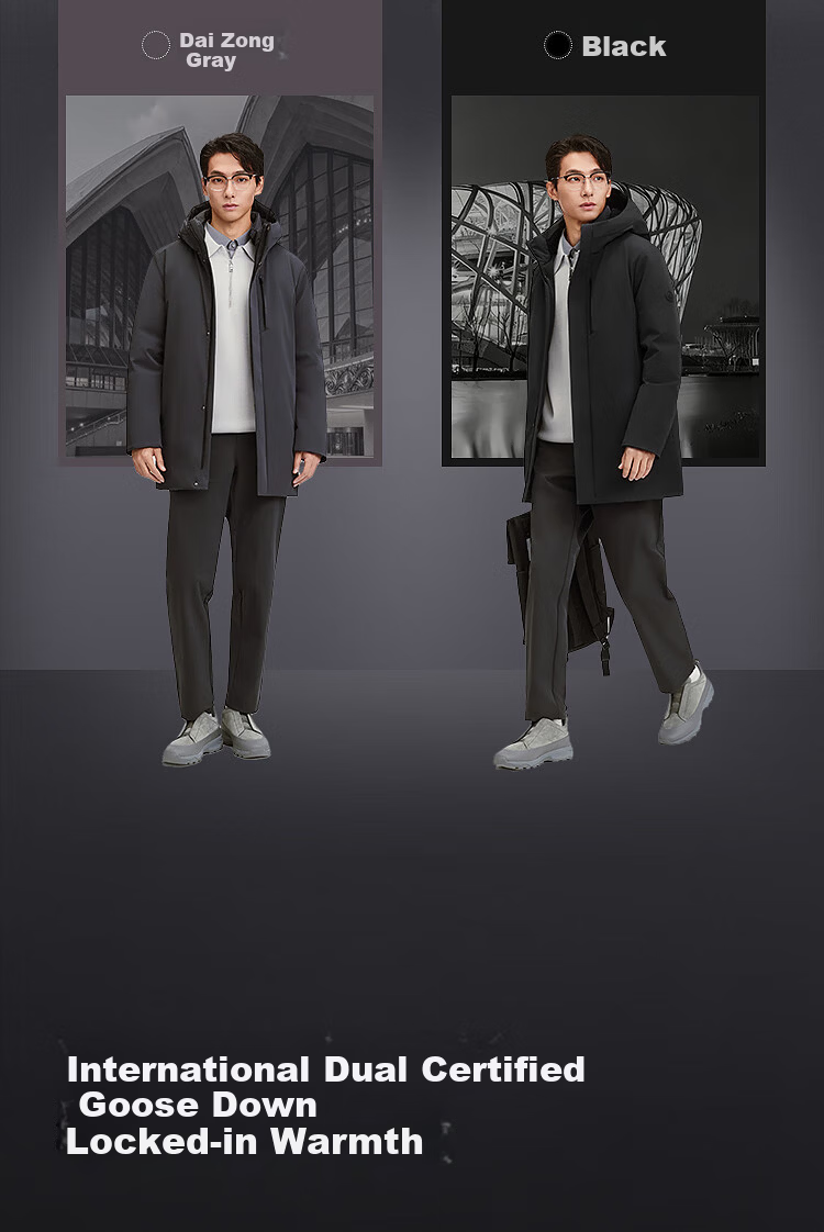 BOSIDENG Off-Season Men's Thickened Hooded Loose Mid-Length Business Versatile Mall-Style Down Jacket 8