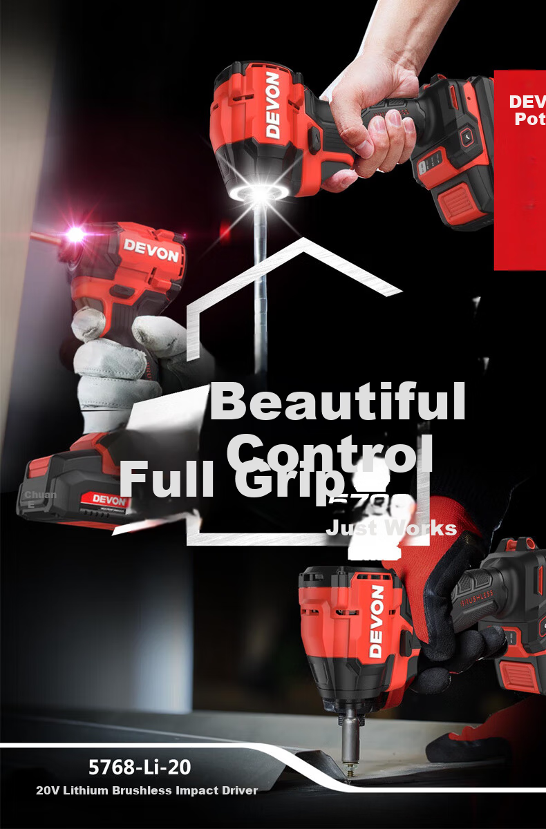 Devon 20V Impact Screwdriver 150Nm Electric Screwdriver Cordless Drill 5768 Single Battery Fast Charger 2