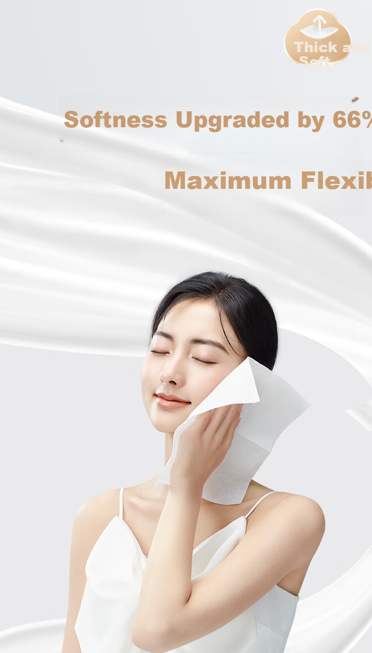 PurCotton [Sun Yingsha Edition] Facial Cleansing Wipes 60 Sheets*3 Packs Extra Thick Cream Wall-Mounted 100% Cotton Soft Towels 20*20CM 5