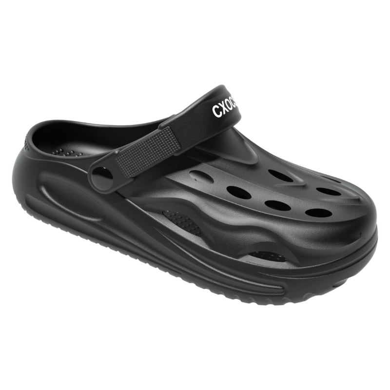 CXOCSI Men's Summer EVA Thick Sole Breathable Non-Slip Driving Comfort Beach Clogs Black 40-41