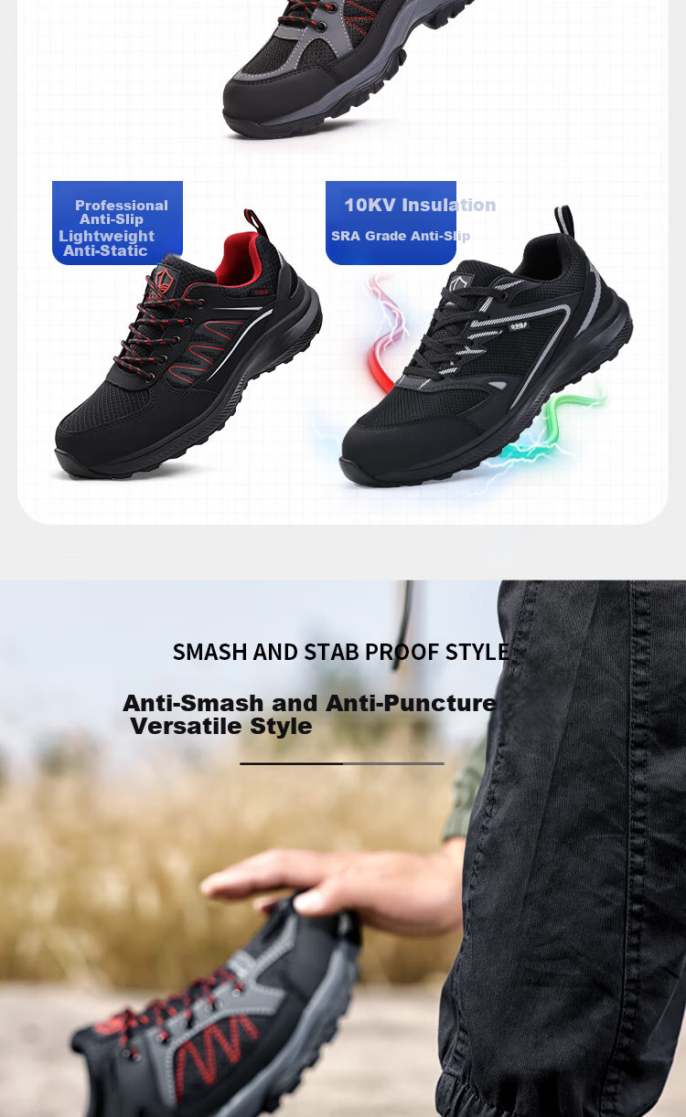 Blue Owl Shield Men's Summer Breathable Anti-Slip Anti-Smash Anti-Puncture Electrician Insulated 10KV Safety Work Shoes D209 Size 43 10