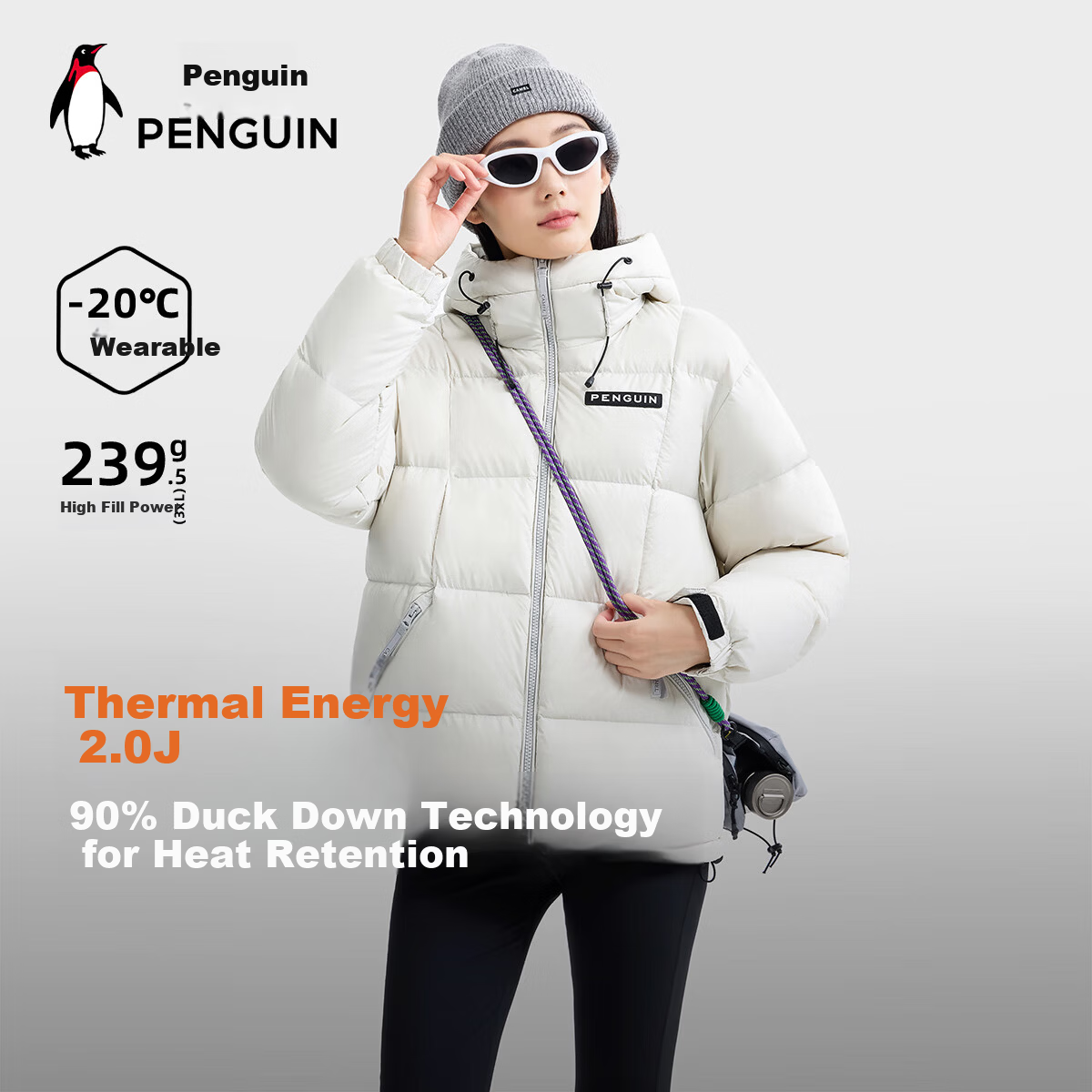 Penguin Camel Collaboration "Thermal" Unisex Outdoor Thickened Hooded Down Jacket M34CR07725