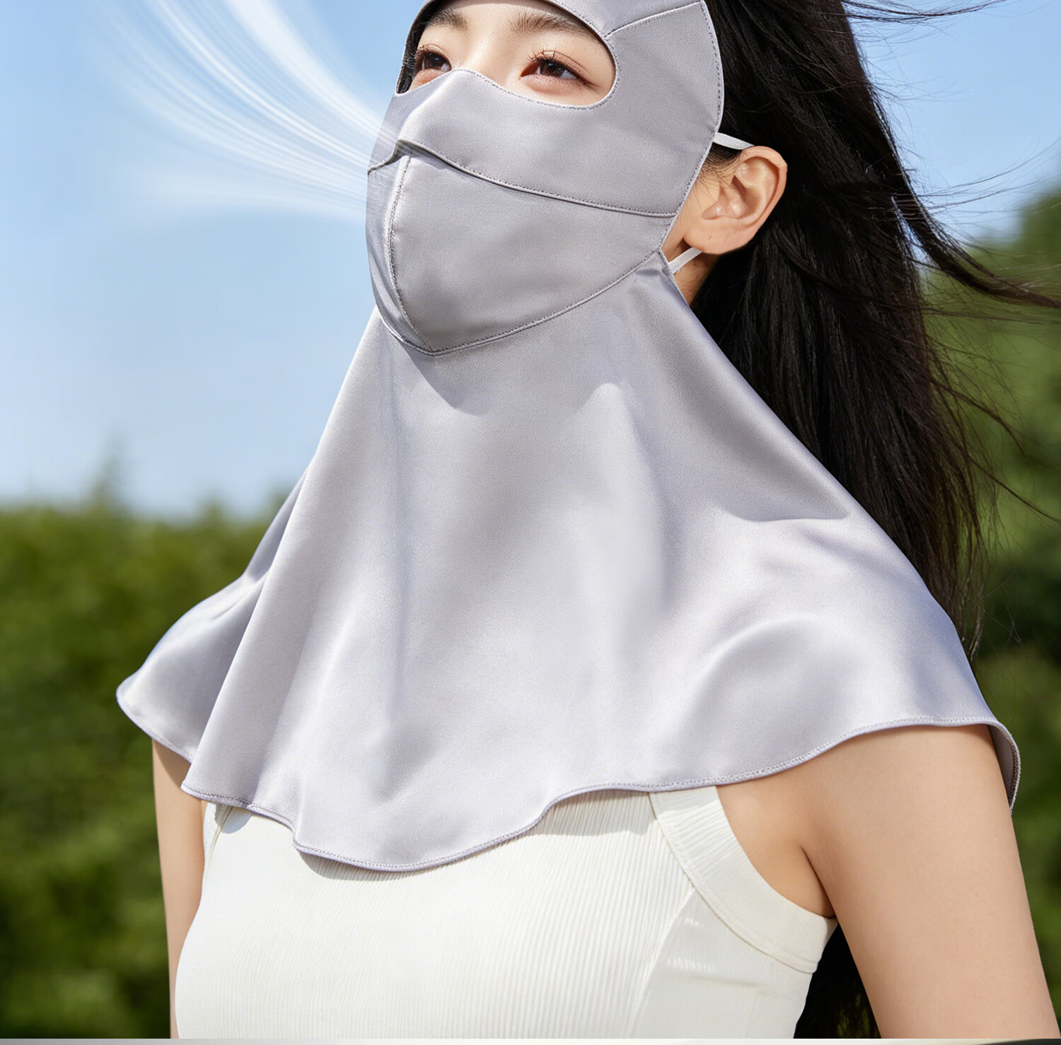 FANCET Silk Face Mask for Women Summer Full Face Sun Protection Mulberry Silk Facekin Breathable Eye Corner Neck Shoulder Guard Mask 11