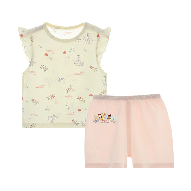 Disney Baby Clothing Set Summer Lightweight Cotton Girls Toddler Outdoor Air Conditioning Suit Shorts Short Sleeve Homewear Pajamas