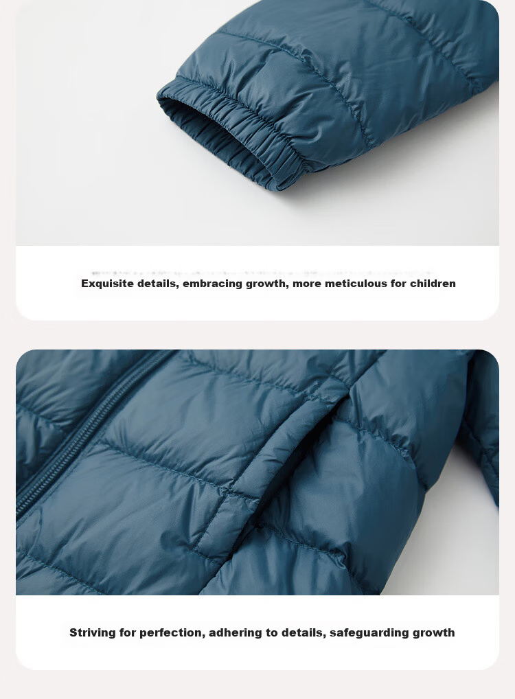 ASK JUNIOR [90% Down Lock-In] Boys' down Jacket, Winter 2026, Thickened Warm Children's Hooded Two-Way down Coat, Lake Blue 12
