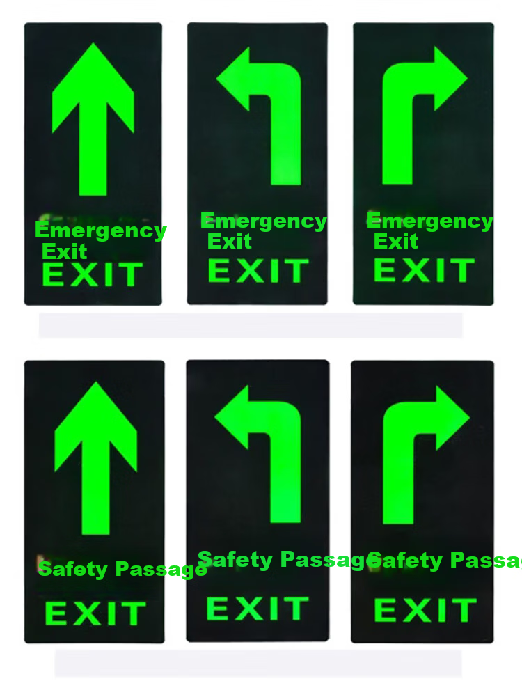Yijuzhangning Safety Exit Sign, Rightward And Downward Staircase, Luminous Wall Sticker, 5 Pieces Per Pack, 36*14cm 9