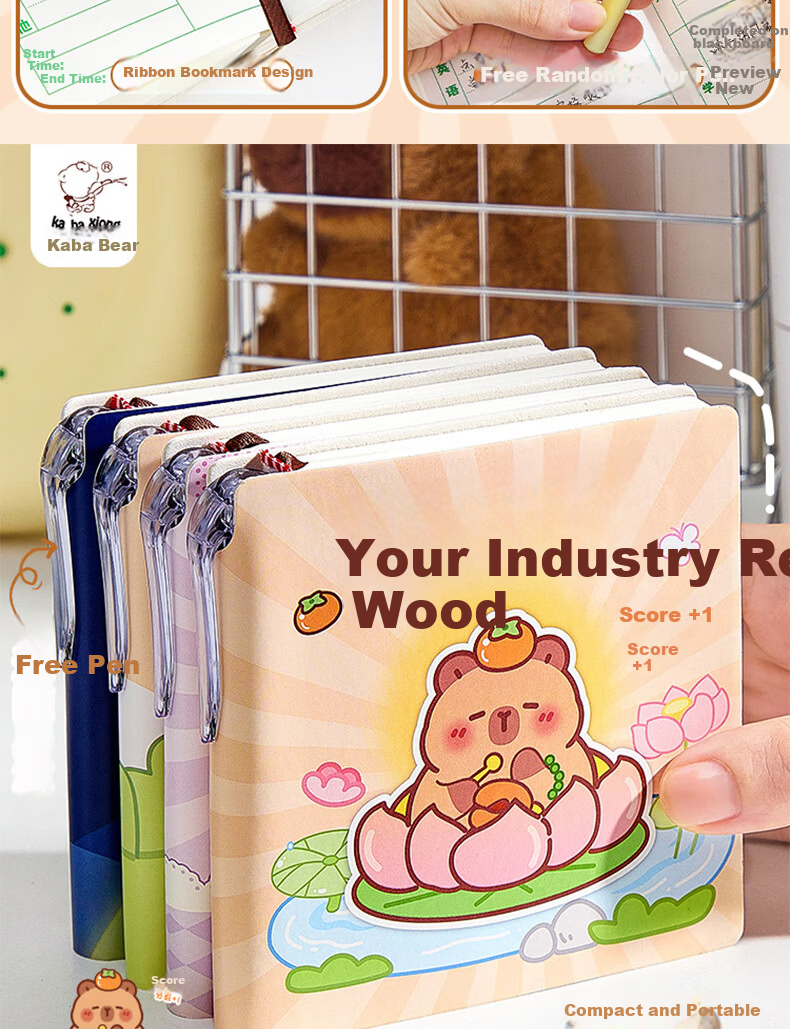 Kaba Bear Mini Leather Homework Register Student Pocket Portable Assignment Notebook Children's Day Birthday Gift 5