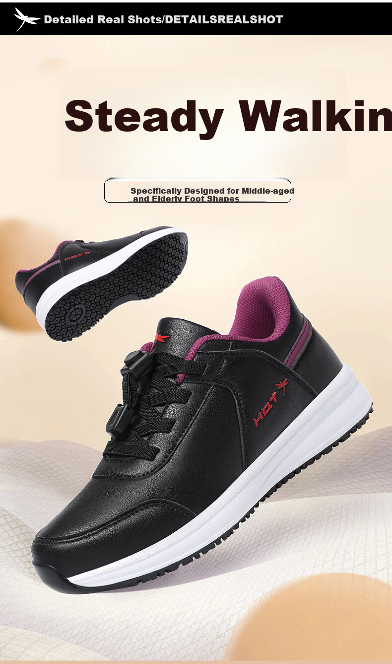 Red Dragonfly Brand Women's Middle-aged and Elderly Soft Sole Comfortable Mom Shoes Outdoor Walking Sports Casual Shoes WXB330331 9
