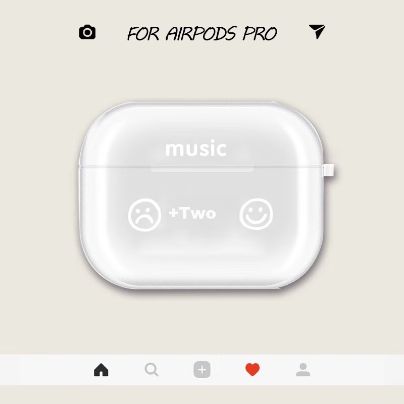 Beiyipin Creative Smiley Note Transparent Protective Case for AirPods Pro and AirPods 3 Music Happy Apple Earphone Case 3