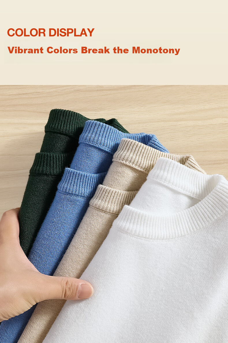 Hodo Comfortable Resilient Crew Neck Sweater Men's Winter Heavyweight Warm Knitwear Youth Base Layer 2