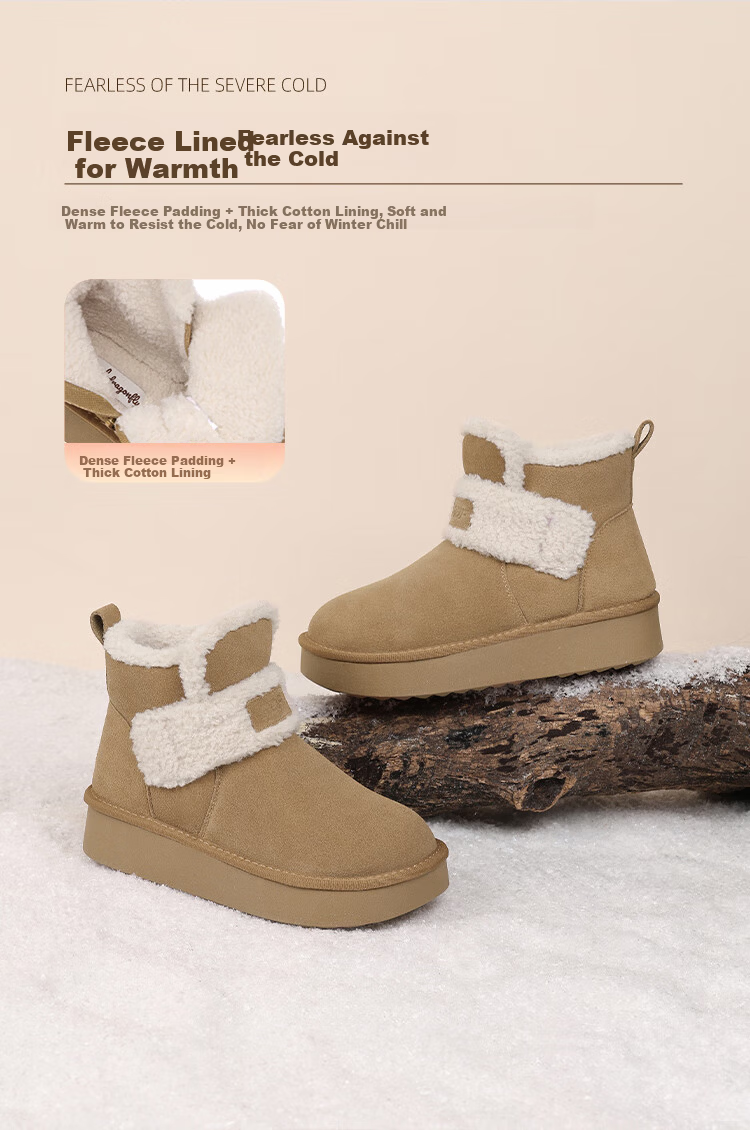 Red Dragonfly Women's Snow Boots Winter Thickened Cotton Shoes Fashionable Versatile Thick Sole Warm Cotton Shoes WLC459842R Camel Size 39 4