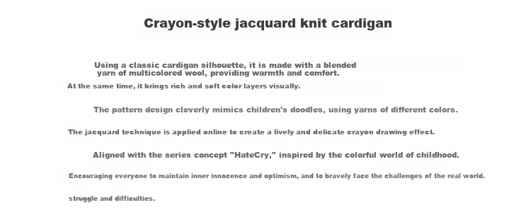 CANOTWAIT Crayon Pattern Jacquard Early Spring Sweater Cardigan Unisex Autumn Winter New Trendy Jacket Purple XXS 2