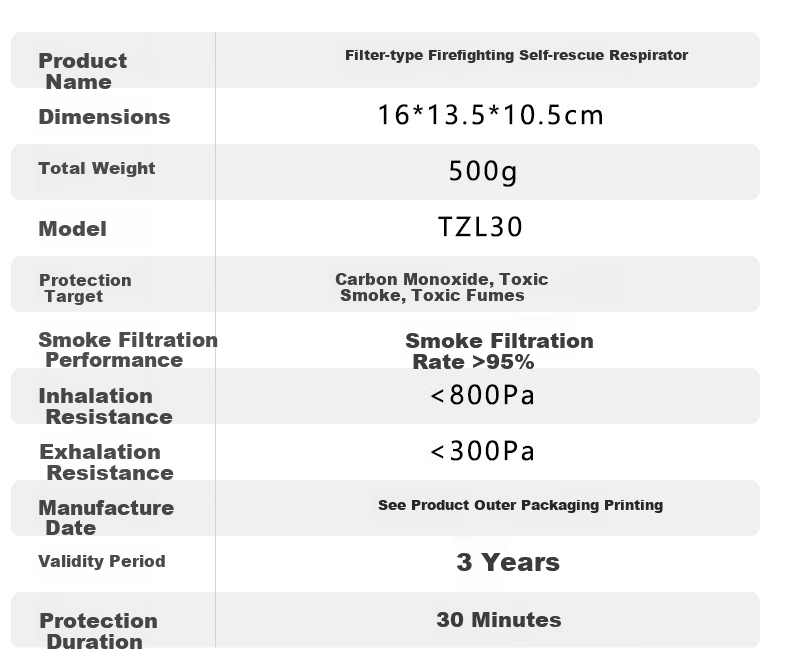 Xinghua An TZL30 Fire Mask Smoke and Toxic Gas Filter Fire Self-Rescue Respirator Fire Escape Mask National Standard 3C Certified 11