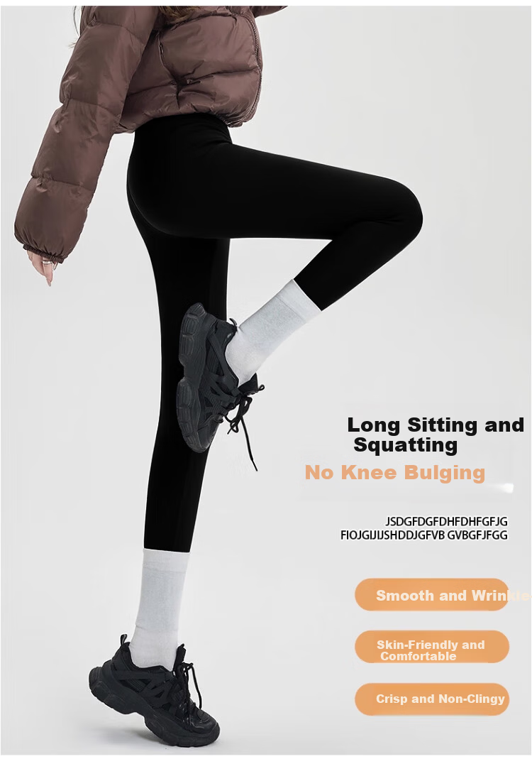 Langsha Women's Cashmere Silk Sharkskin Pants Outerwear Autumn Winter Warm Cotton High Waist Fleece Thickened Leggings 14