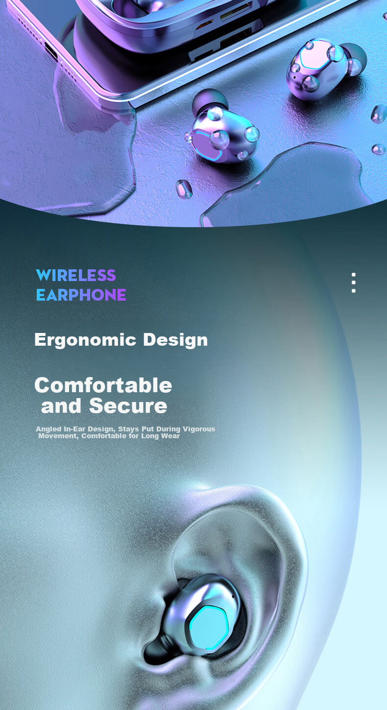 Bkayp Bluetooth Wireless In-Ear Earphones Long Battery Life Noise Cancelling High-Quality Sound Compatible with Apple iPhone 17 Huawei Oppo Honor Vivo Music Sports Gaming Emergency Charging 9