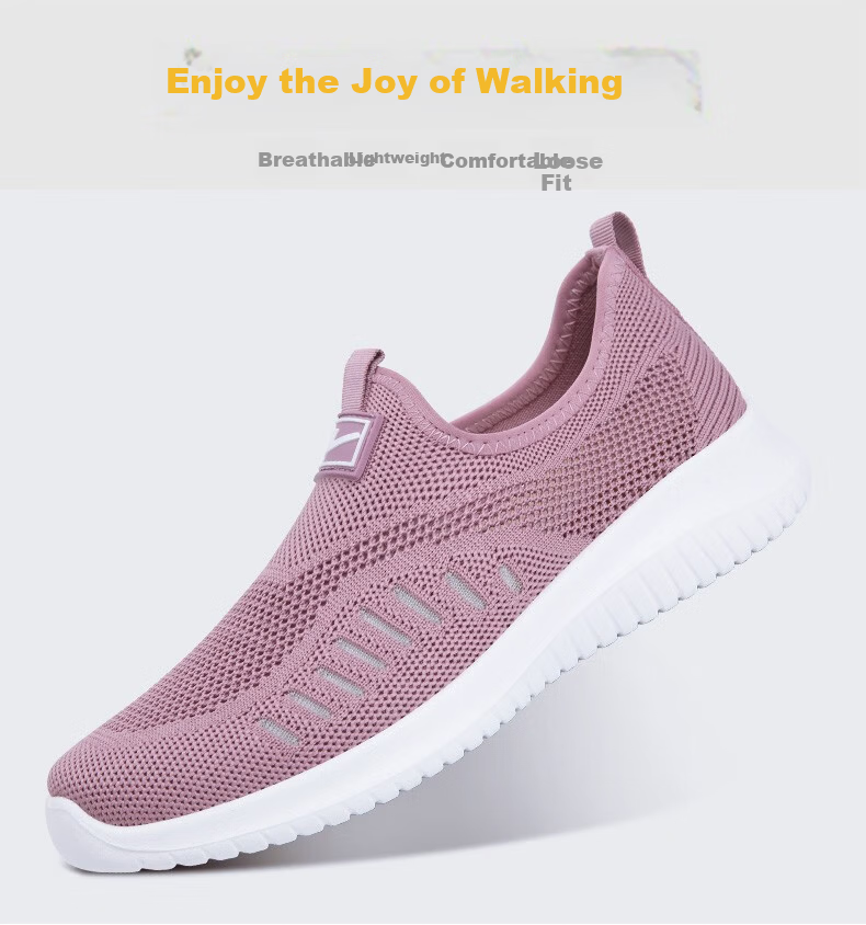 Warrior Official Mom Shoes Summer Women's Slip-On Elderly Soft Sole Walking Sports Casual Shoes Purple Size 37 7
