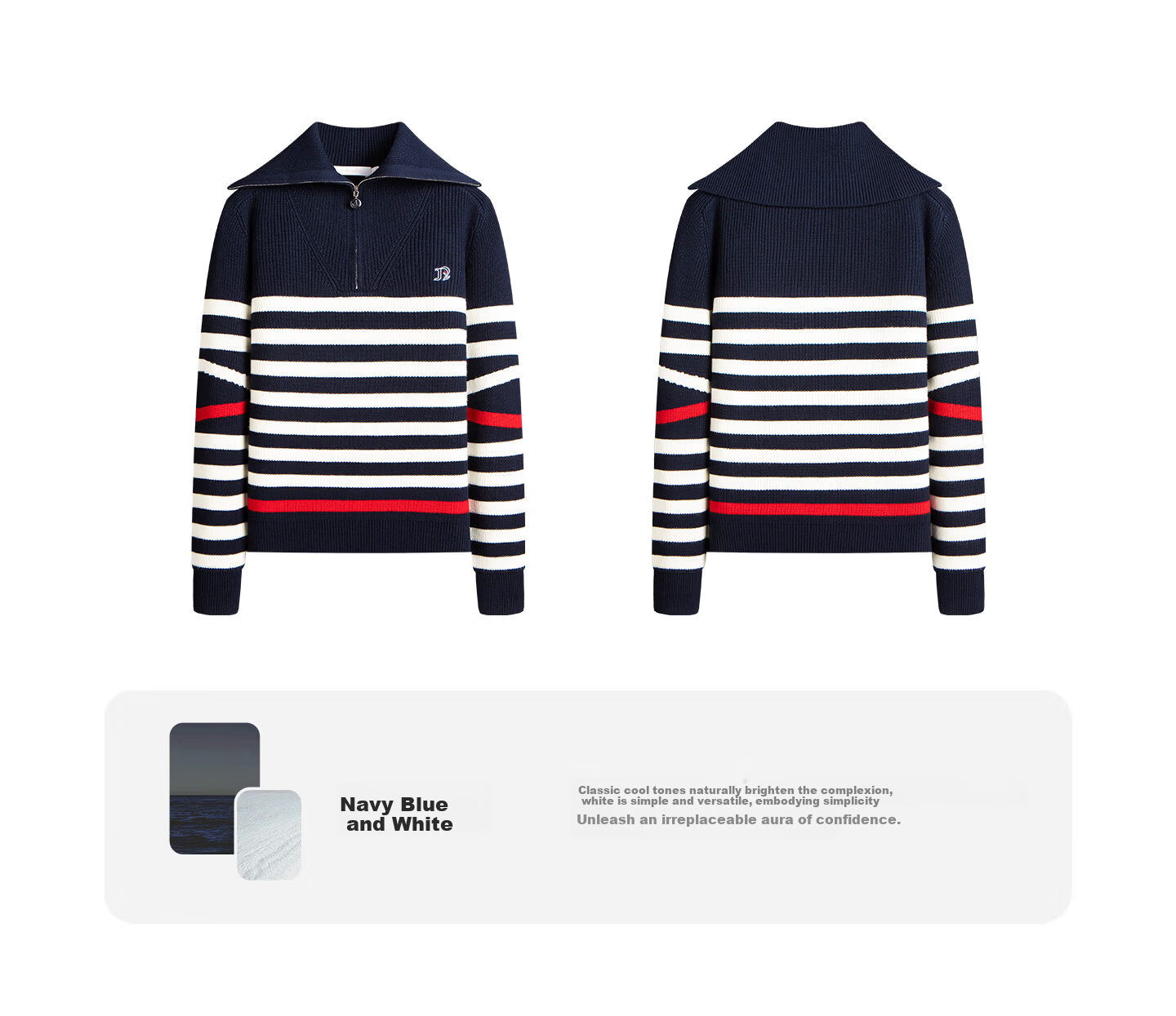 Navikail Italian Small Sailboat Women's 2025 New Striped Knit Loose Large Lapel Sweater 2334045506 11