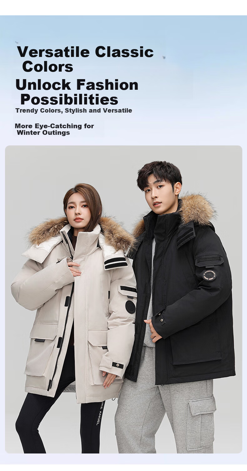 YAYA Unisex Down Jacket Winter Cold-Resistant Hooded Fashion Casual Thick Warm New Year Couple Thick Red Coat 10