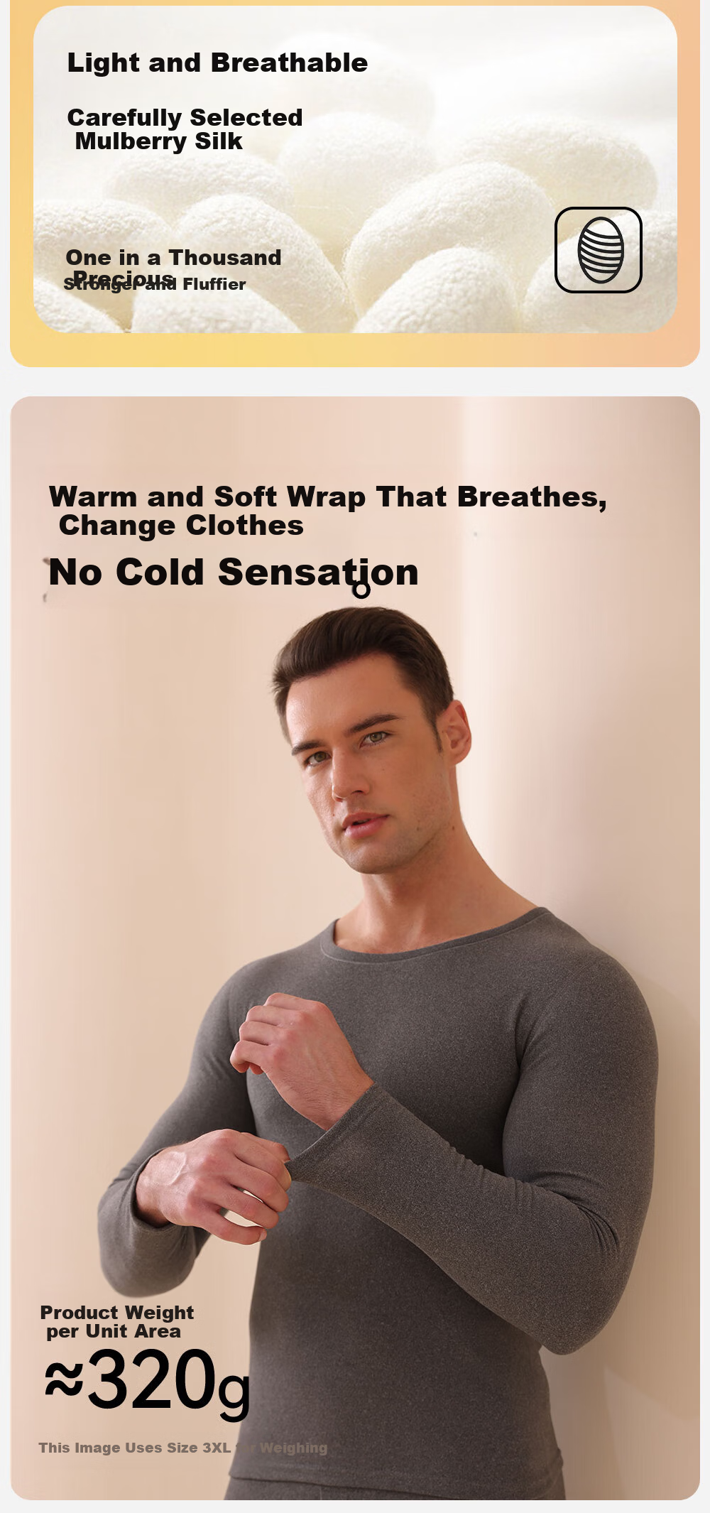 Urban Beauty [Wool and Silk] Men's Thermal Underwear 7A Antibacterial Autumn Winter Fleece Thickened Anti-Static Top and Bottom Set 7