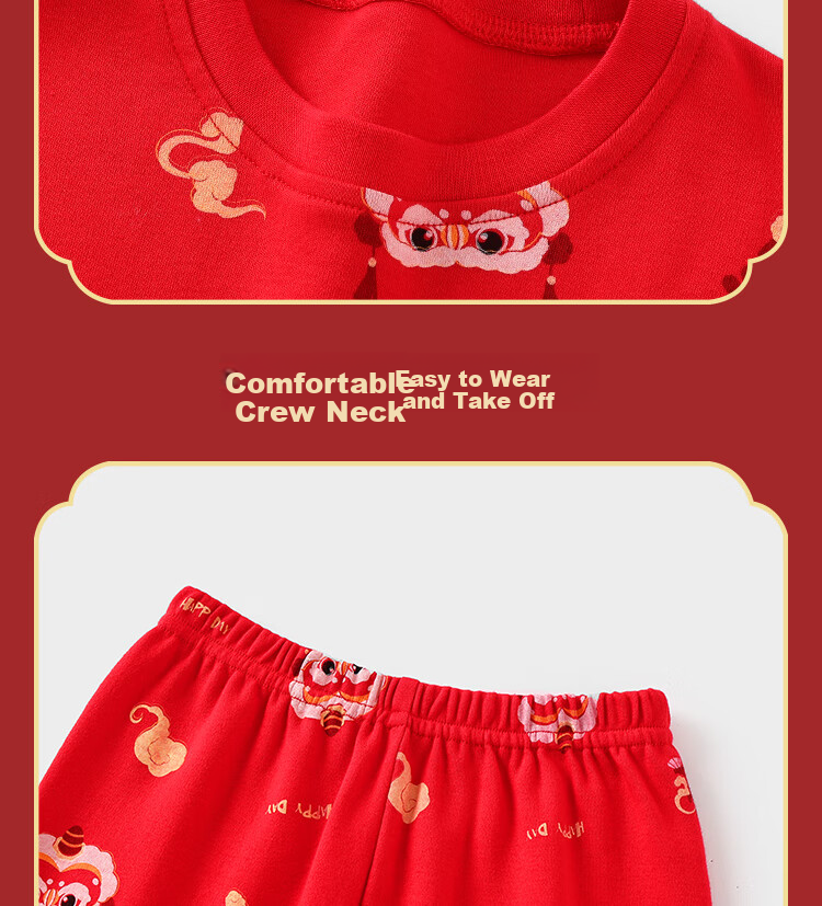 Badibadi Baby and Toddler Sleepwear Set Boys and Girls Autumn Clothes Homewear Wish Come True Red Size 120 12