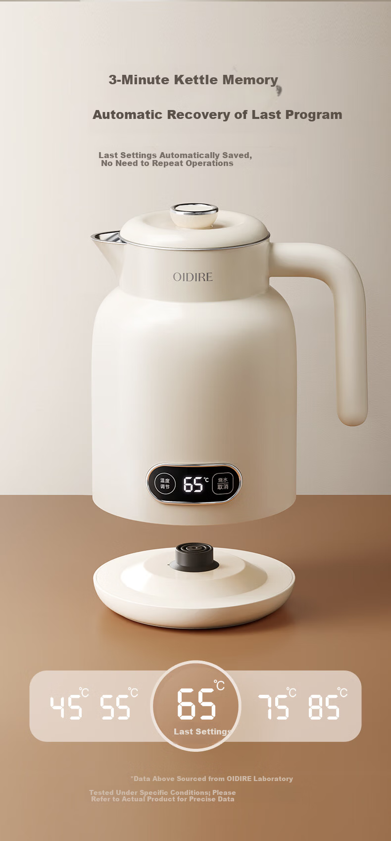 OIDIRE Smart Temperature Control Kettle Electric Water Kettle Multi-Stage Temperature Adjustment 316 Stainless Steel Seamless Inner Liner Insulated Health Kettle 1.2L ODI-DR10 11