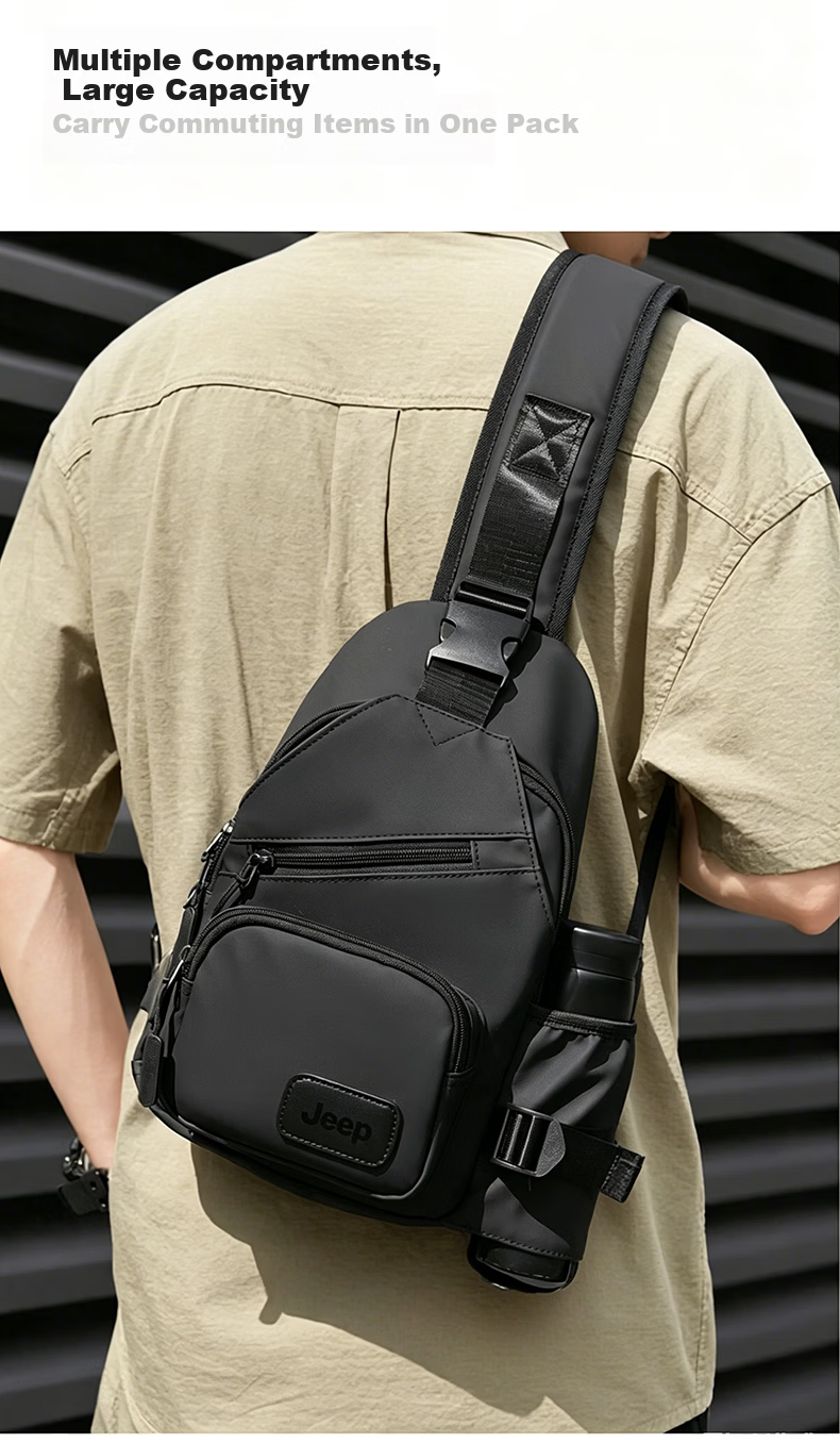 JEEP Men's Outdoor Crossbody Bag Sports Small Backpack Large Capacity Shoulder Bag Casual Commuter Water-Resistant Phone Bag 9