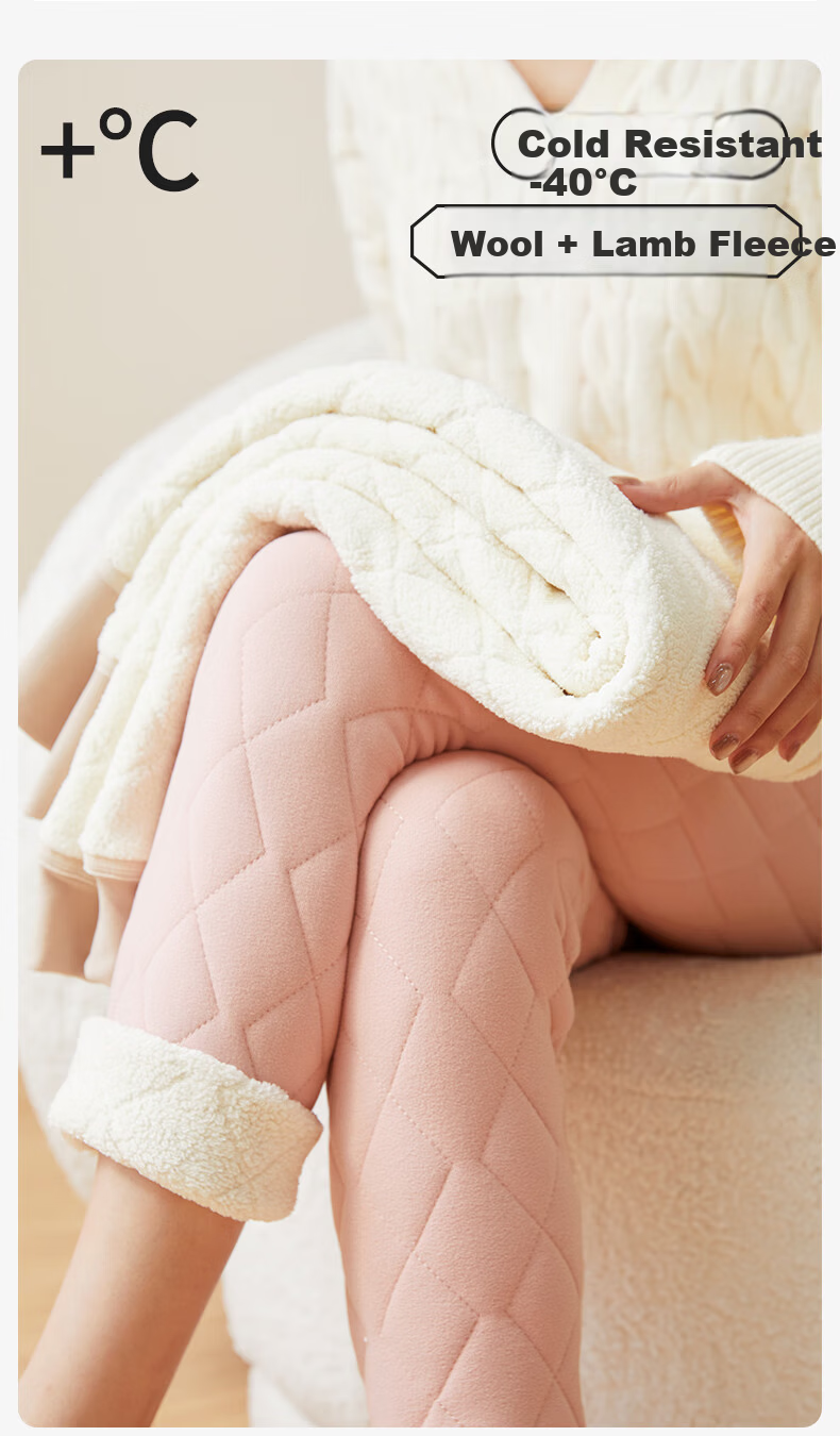 YUZHAOLIN Women's High-Waist Fleece-Lined Thickened Thermal Cotton Pants Autumn Winter Extra Thick Lamb Wool Leggings 2