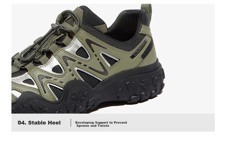 CAMEL Men's Creek Hiking Shoes Colorblock Lace-up Outdoor Shoes L14S469663 Off-white/Gray/Dark Blue Size 42 56