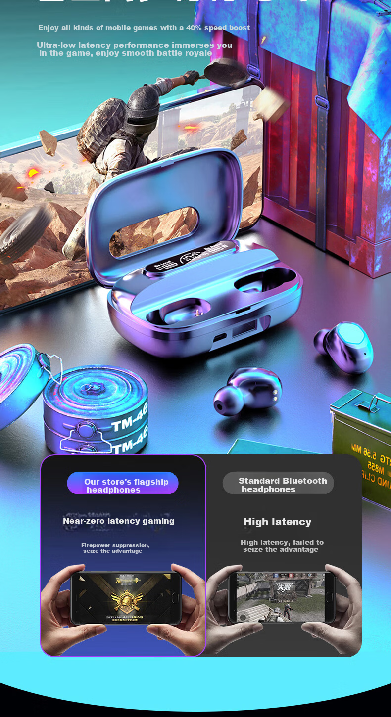 Bkayp Bluetooth Wireless In-Ear Earphones Long Battery Life Noise Cancelling High-Quality Sound Compatible with Apple iPhone 17 Huawei Oppo Honor Vivo Music Sports Gaming Emergency Charging 6