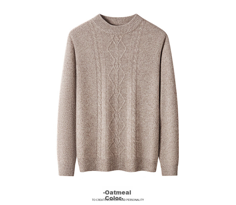 Hengyuanxiang Men's Thickened Wool Sweater Autumn Winter 100% Pure Wool Half Turtleneck Simple Casual Solid Color Knitwear 29