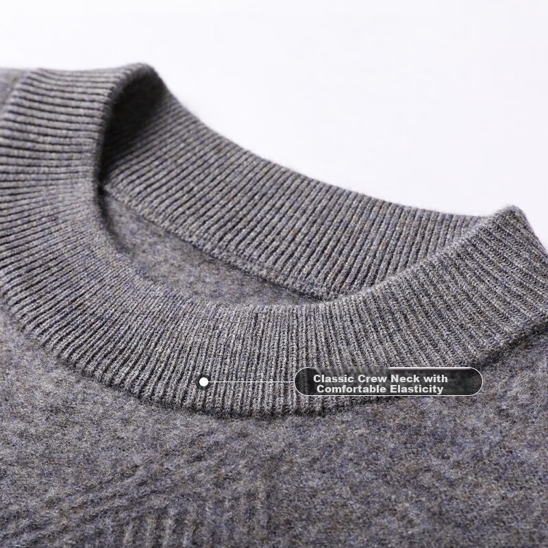 Hengyuanxiang Men's Thickened 100% Pure Wool Sweater Winter Red Knitwear for Young and Middle-aged Men
