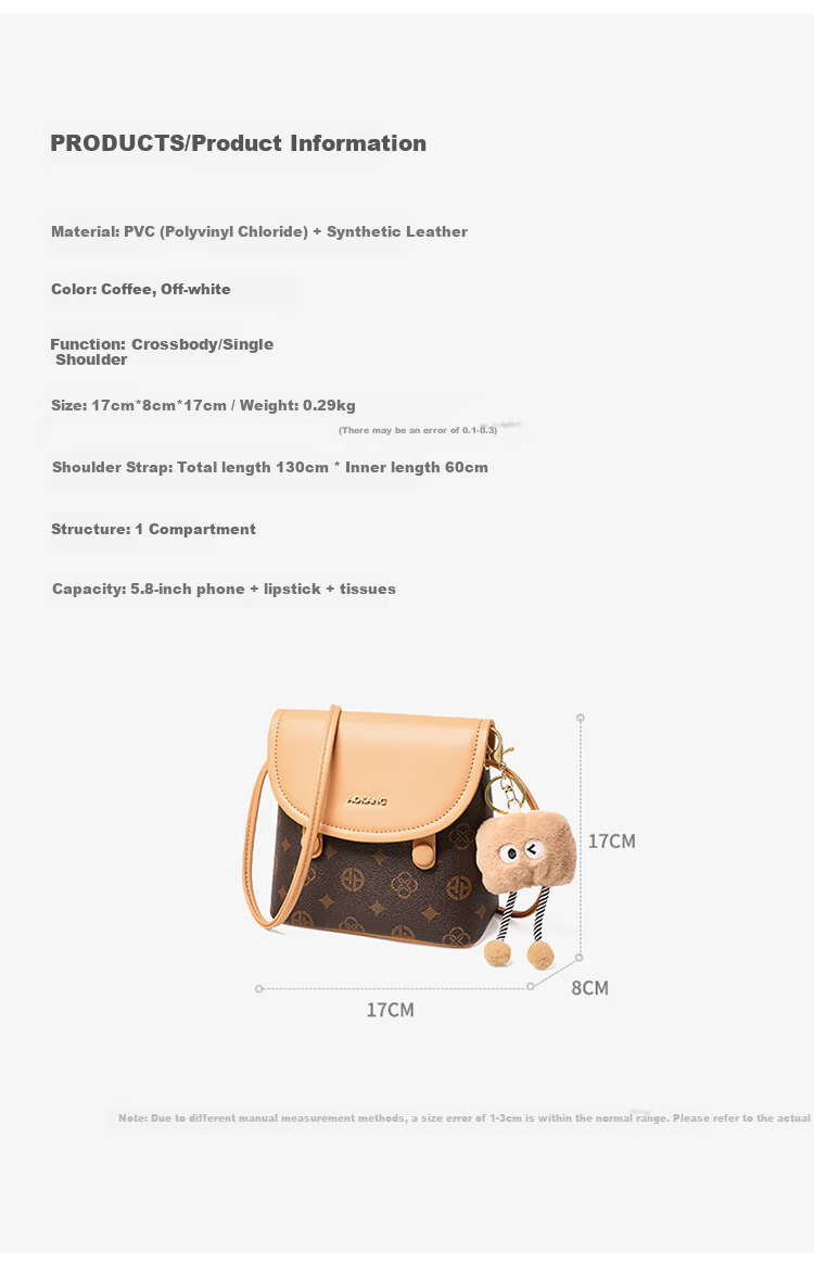 Aokang Women's Handbag, Trendy Phone Bag, Small Square Bag, Light Luxury Crossbody Shoulder Bag, Birthday And 520 Gift for Mom Or Wife 7