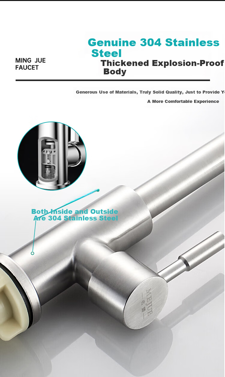 MEJUE Kitchen Single Cold Water Faucet 304 Stainless Steel Sink Faucet Vegetable Washing Basin Faucet Z-1608 6