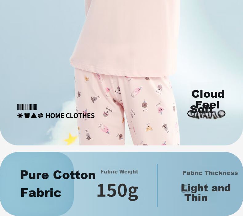 YING BO LUN Children's Pajamas Spring And Summer Three-Quarter Sleeve Pure Cotton Girls' Home Wear Set Kids Air Conditioning Clothes 316 Pink Purple 130 2
