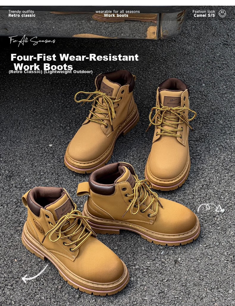 Warrior Women's Martin Boots Spring Summer British Style Hiking Work Short Boots 1327 Camel Size 35 21