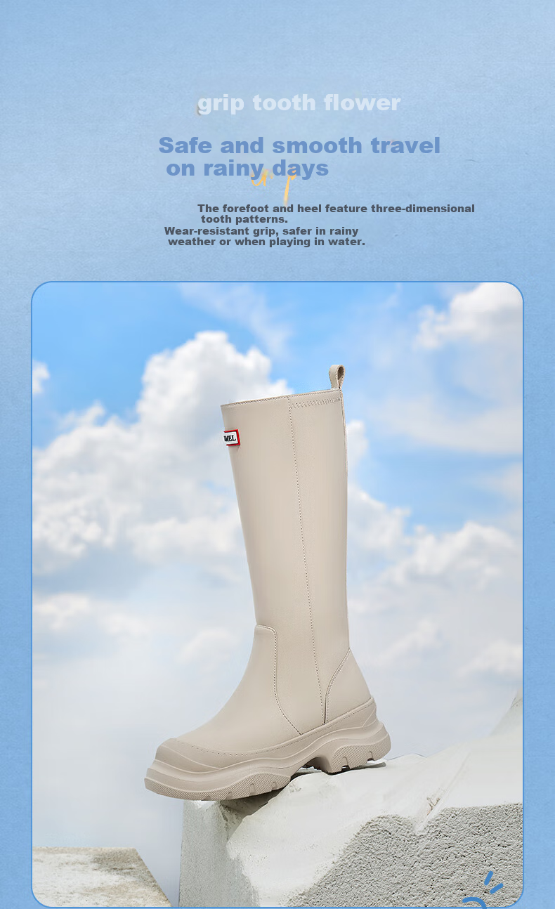 CAMEL Rainbow Rain Boots Women Lightweight Outdoor Casual Long Boots L25W577028 Coffee Color Size 37 17