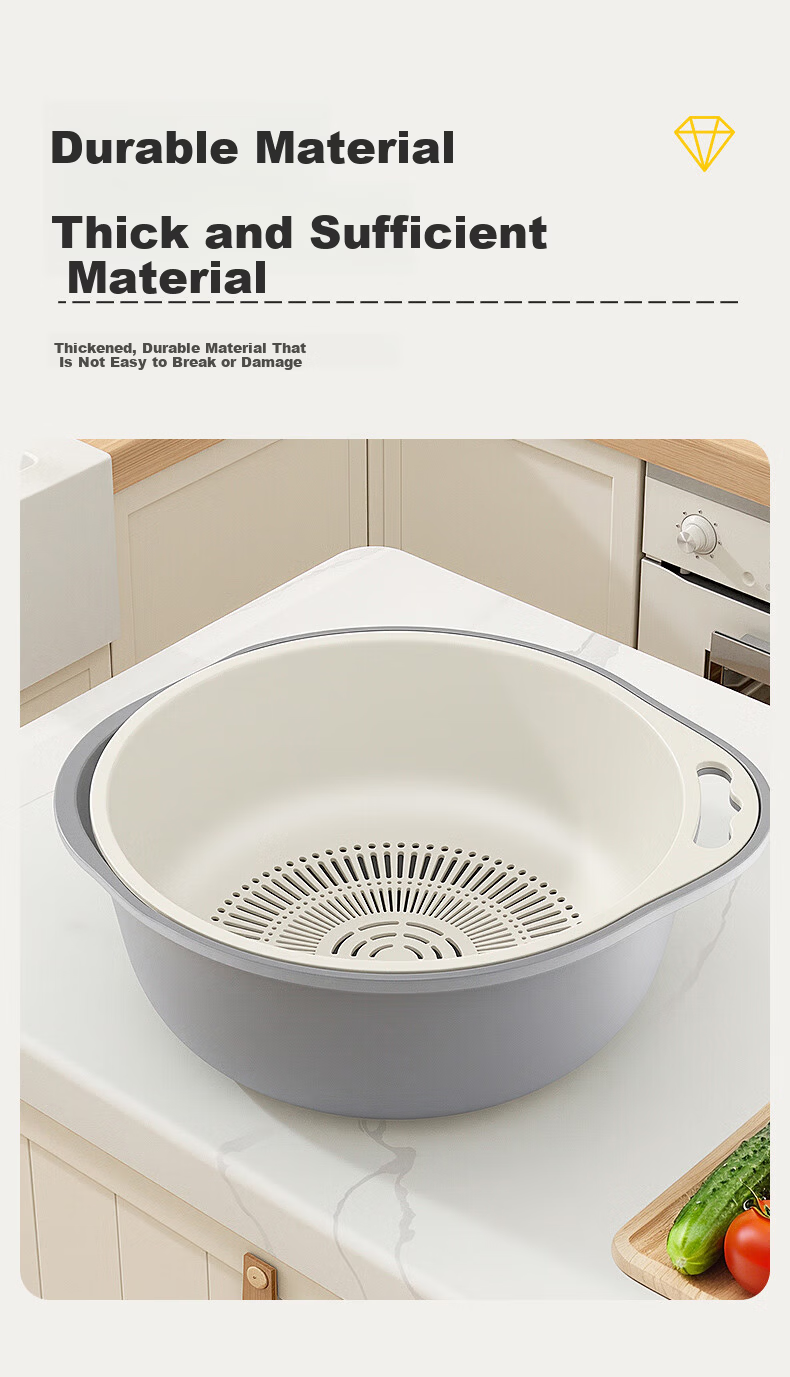 Baicaoyuan Double-Layer Colander Basket, Fruit Hollow Drainer, Large Kitchen Sink Strainer for Home Vegetable Washing And Side Dish Preparatio 4